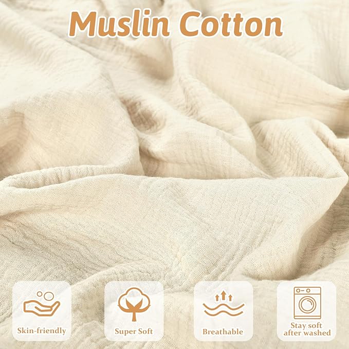 Hooyax Muslin Baby Lounger Cover 1 Pack, 100% Cotton Soft & Breathable Infant Lounger Covers Only for Newborn (Cream)