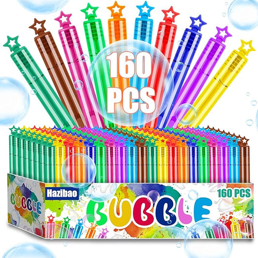 160 PCS Mini Star Bubble Wands for Kids, 10 Colors Bulk Bubble Wand with Star Top, Perfect for Party Favors, Wedding, Birthday, Carnival, Summer Outdoor Toys,Goody Bags Stuffer,Prize