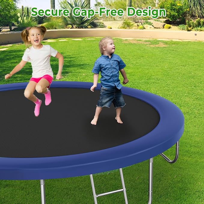 12FT 14FT Trampoline with Slide and Swings, ASTM Approved Outdoor Trampoline with Basketball Hoop and Ladder, Capacity for 5-7 Kids and Adults