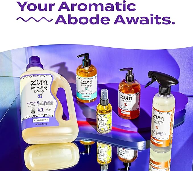 Indigo Wild Zum Clean Laundry Soap - Plant-Based Liquid Laundry Soap - Contains Baking Soda, Essential Oils & Saponified Coconut Oil - Amber - 64 fl oz (2 Pack)