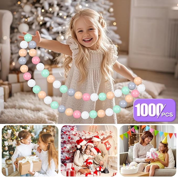 GOGOSO Balls for Ball Pit - Plastic Ball for Toddlers 1-3, Baby Kids Ball Pool Decoration 50 100 200 300 500 1000 (6 Colors, 1000 Balls)