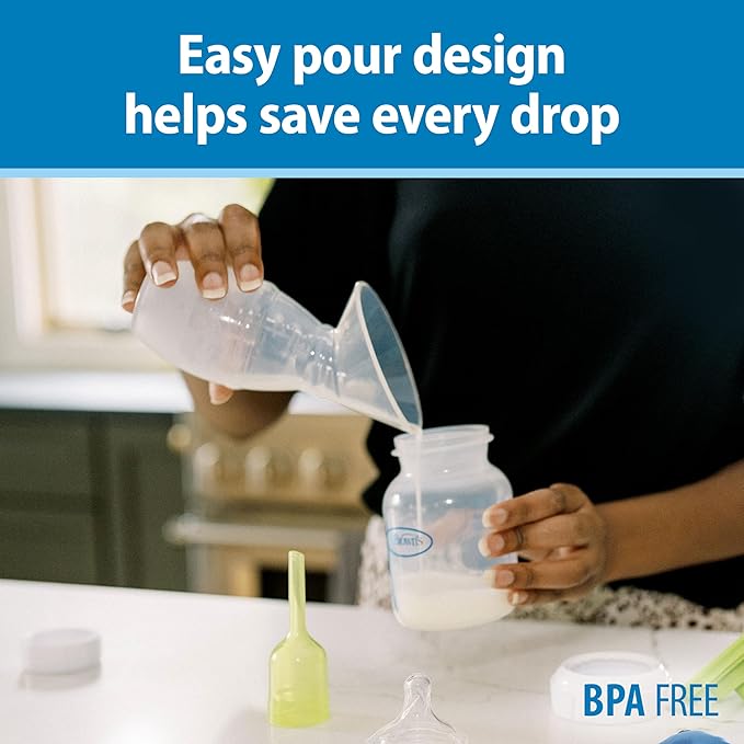 Dr. Brown's 100% Silicone One-Piece Breast Pump,Hands-Free Breast Milk Collector with Anti-Colic Options+ Baby Bottle (4 oz/120 mL),Level 1 Nipple,Travel Lid and Travel Bag