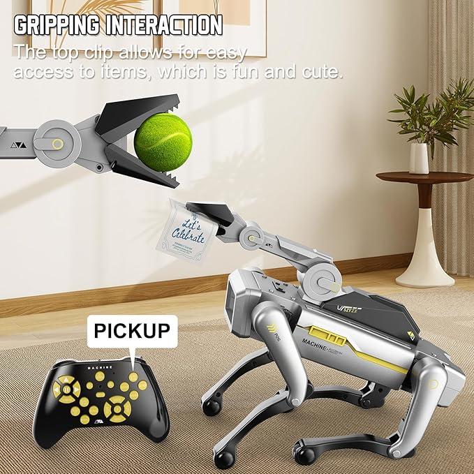 Smart Robot Dog Robotic Puppy Dog with Clamp Arm, 20+ Interactive Voice Commands Actions Programming AI for gripping STEM Pet, Durable ABS Design USB Fast Rechargeable Companion Gift for Kids Adults