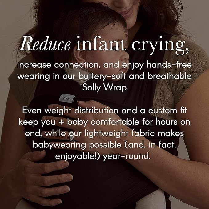 Solly Baby Wrap, Buttery-Soft Baby Carrier Newborn to Toddler 8-25 Lbs., Lightweight & Hands-Free Breathable Summer Carrier, Baby Wearing & Postpartum Essential, New Mom Gift, Natural + Grey Stripe