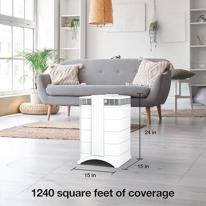IQAir HealthPro Compact XE Air Purifier - Compact HyperHEPA Fration for Rooms up to 1240 sq ft - Allergens, Smoke, Dust, Mold, Pet Dander, Swiss Made, WiFi Enabled