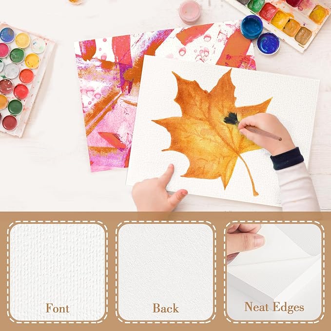 100PCS 4x4 Watercolor Paper Bulk, 140lb/300g Cold Press Thick Water Color Paper Pad for Kid Child Adult, White Art Paper for Drawing Painting Markers Gouache, Textured Cotton Paper Sheets