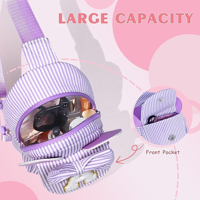 Gifts for Kids, Girls Birthday Gifts | Purple Crossbody Bags for Little Girl Kids Initial Cross Body Bag Small Sling Belt Bag Birthday Gift for Sister Daughter Granddaughter Gift (Purple C)