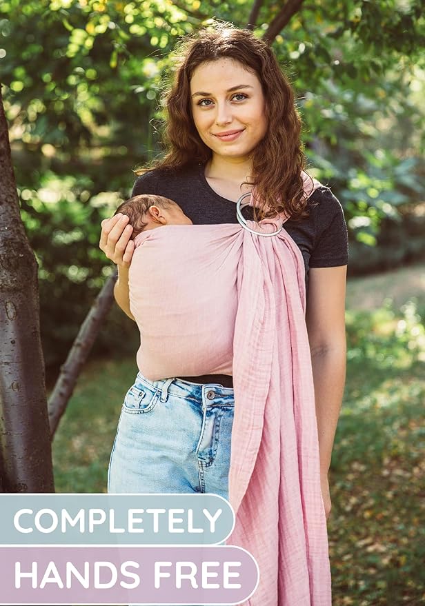 Baby Carrier Sling – Breathable 100% Cotton Wrap for Infant Support, Rose Sling Ring – Adjustable Muslin Fabric, Baby Carrier Newborn to Toddler – Soft Chest Hold for Travel