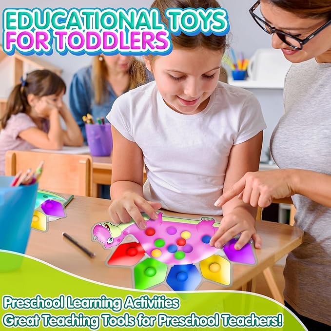 UIIOPJIOM Dinosaur Color Sorting Sensory Toys, Montessori Toys for Toddler Fine Motor Skill Game Learning Activities Quiet Calm Down Fidgets for Classroom Stocking Stuffers for 3 4 5 Year Old Kid