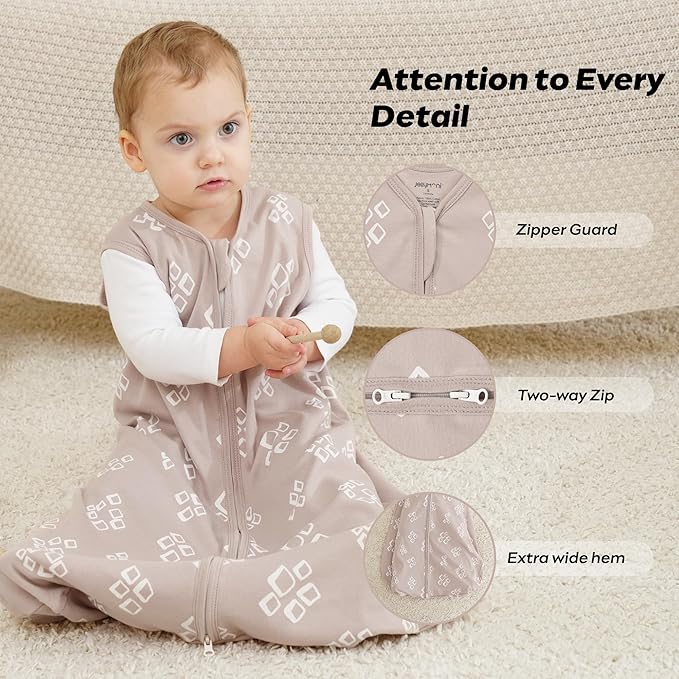 JELLYMONI Baby Sleep Sack 18-24 Months, 100% Cotton 3 Pack 0.5 TOG Baby Wearable Blanket Infant Sleep Sack with 2-Way Zipper Newborn Sleep Sacks