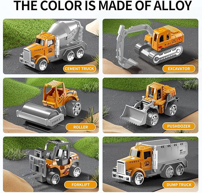 Toddler Boys Construction Truck Vehicle Toy Set with Play Mat and Die-Cast Toy Car, Transport Carrier Truck for Kids 3-5, Birthday Gifts Toys for 3-8 Year Old Boys