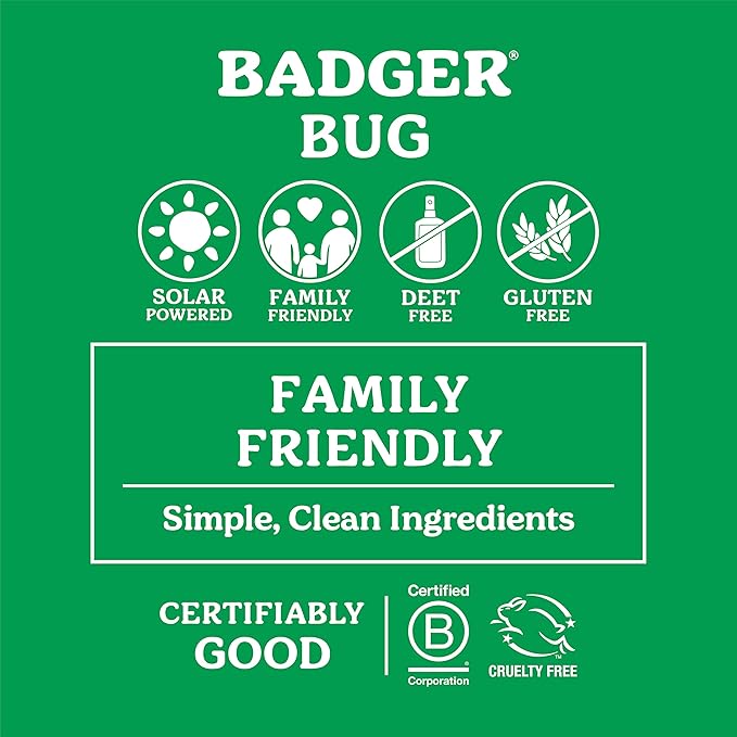 Badger Bug Spray Travel Size, Family Friendly All Natural Mosquito Repellent w/Organic Essential Oils, Smells Great, 3 Hours Effective, Deet-Free, Vegan, Travel Insect Repellent, 2.7 fl oz, 2-Pack