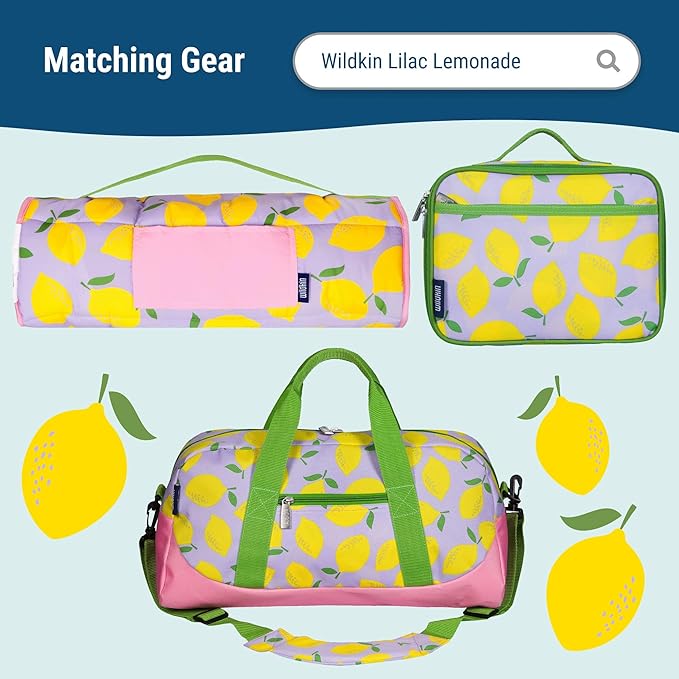 Wildkin 15-inch Kids Backpack – Durable, Padded, Adjustable for School & Travel - Lilac Lemonade