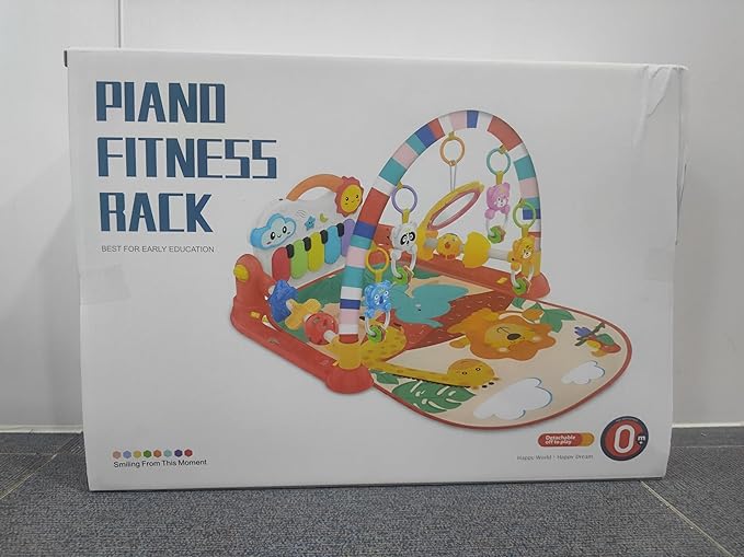 Eners Baby Gyms Play Mats Musical Activity Center Baby Piano Gym Mat Tummy Time Padded Mat for Newborn Toddler Infants(Red)