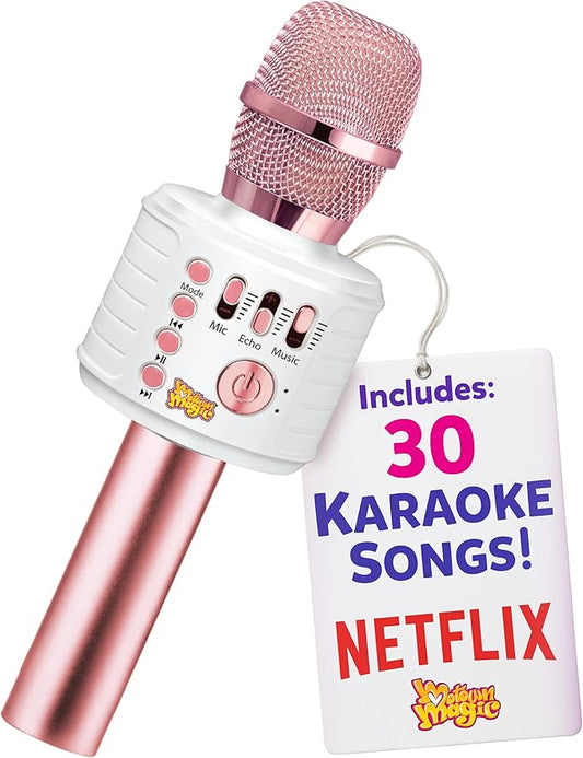 Move2Play, Kids Karaoke Microphone | Includes Bluetooth & Pre-Loaded Songs | Birthday Girls Present for All Ages, 2, 3, 4, 5+ Year Old Girls, Boys & Toddlers (Pink)