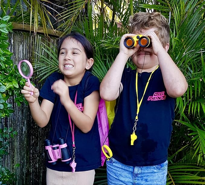 Adventure Kidz - Outdoor Exploration Kit, Children’s Toy Binoculars with Case, Flashlight, Compass, Fox Whistle, Magnifying Glass, Backpack. Great Gift Set for STEM, Pretend Play. Age 3+