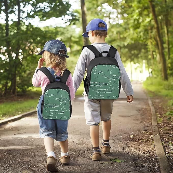 Cute Alligator Crocodile Toddler Backpack Waterproof Mini Backpack Boys/Girls Cute Small Backpack Kindergarten Pre School Bags (M
