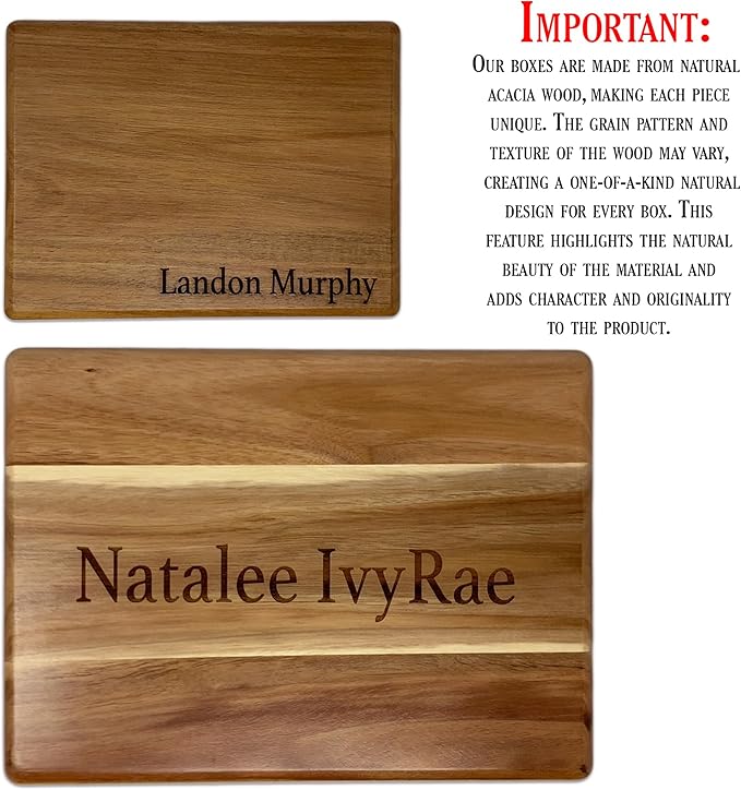 Life Tree Box Personalized - Wooden Keepsake Box for Men, 5 Year Wedding Gift for Anniversary, Acacia Wood Decorative Chest, Handmade Memory Boxes with Custom Hidden Message, 8x6x4 in