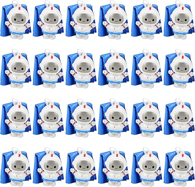 ArtCreativity 24-Pack / 2" Mini Astronaut Paratroopers – Durable Parachute Toys for Kids – Space-Themed Party Favors, Astronaut Piñata Fillers, and Goodie Bag Toys