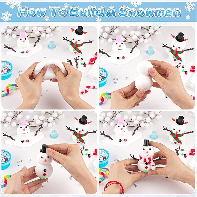 LAWOHO Slime Build a Snowman Kit, Snowman Christmas Crafts for Kids, Stocking stuffersfor Kids Christmas Crafts Xmas Gift