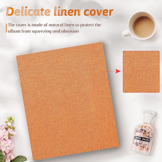 Popotop Photo Album 4x6 200 Pockets for Wedding Gifts,Linen Hardcover Picture Albums for Family Anniversary Baby Vacation Pictures