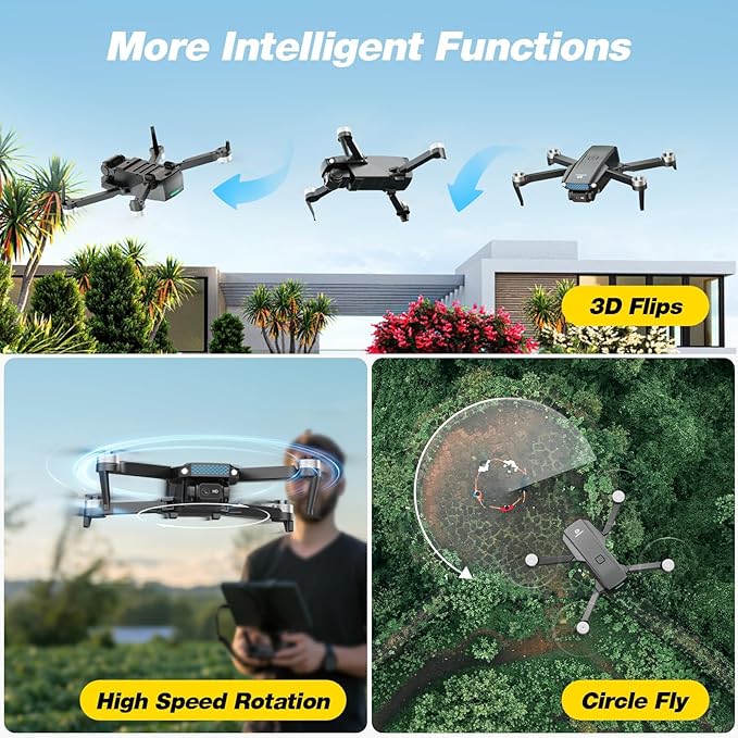 DEERC Drone with Camera 1080P, D20S FPV Mini Drones for Kids Adults Beginner; Foldable RC Quadcopter with Brushless Motor, 2 Batteries, Altitude Hold, Optical Flow, 3D Flips, Toy Gifts for Boys Girls