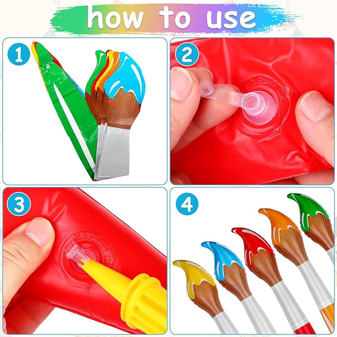 10 Pcs 41.3 Inch Giant Inflatable Paint Brushes Large Blow up Paintbrush Tall Large Jumbo Decorations Prop Set for Birthday Party Favors Classroom School Back to School Supplies,5 Colors