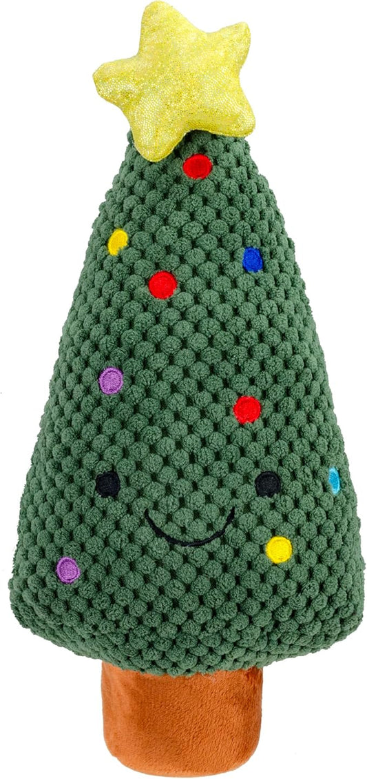 Giftable World Holiday Plush Pet Toy Fun for Christmas Designs with Squeaker Dog Chew Toy (10" Terry Tree w/Squeaker & Crinkle)
