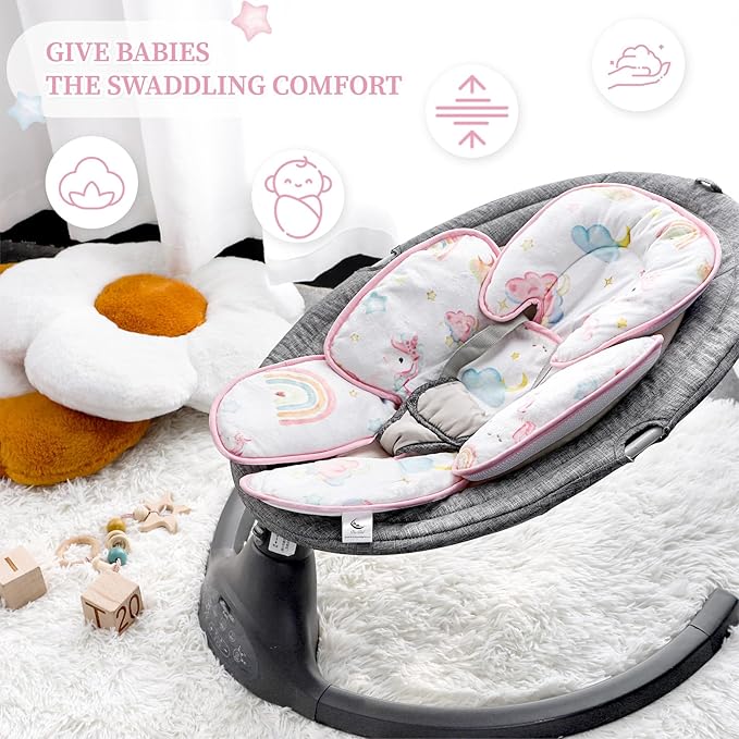 Summer Infant Car Seat Insert, 2 in 1 Baby Car Seat Head Body Support for Newborn Upgrade Mesh Baby Car Seat Insert Stroller Cushion for Boys Girls, Extra Soft and Breathable, Unicorn
