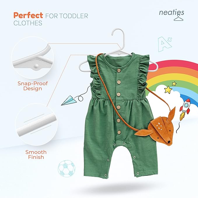 10pk Made in USA Baby Hangers | Kids Hangers for Children's Clothes, Toddler Outfits and Clothing | 20 50 100 Pack Available | Kid Plastic Hanger for Closet and Nursery | Child Kid Hangars (Gray)