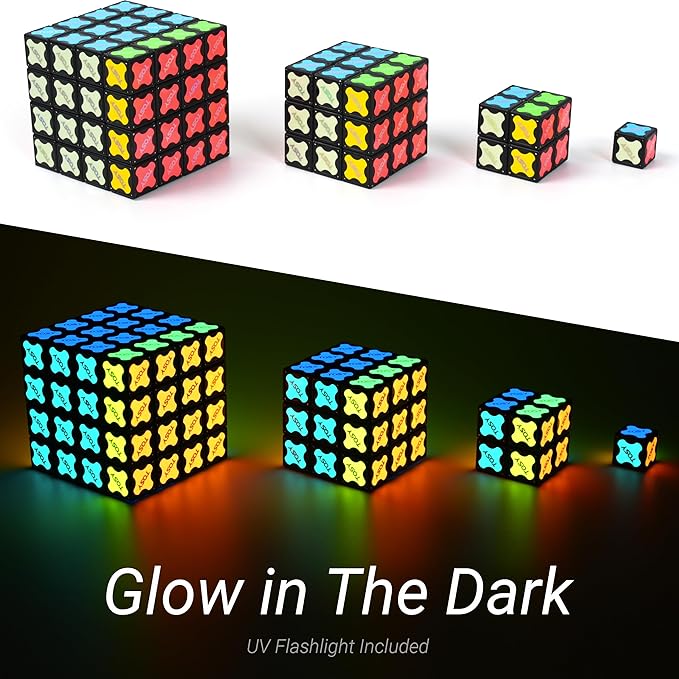 TOSY Magnet Cube 4x4 - 560 Magnets, 70 Blocks, 8 in 1 Toy: Puzzle Cube Game, Creative Building Blocks, Transformable Fidget Spinner, Infinity Cube, Magnet Tiles, UV Flashlight, Glowing STEM/STEAM Toy