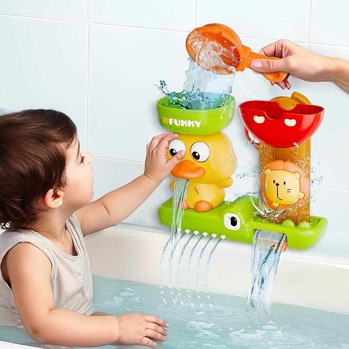iPlay, iLearn Bath Toys for Toddlers 1-3, Baby Waterfall Bathtub Toy W/ Suction Cup, Kids Bath Tub Shower Playset, Infant Bathtime Fun Summer Pool Birthday Gift 18 24 Month, 2-4, 3-5 Year Old Girl Boy