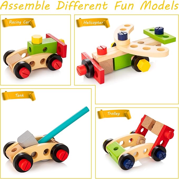 KIDWILL Tool Kit for Kids, 36-Piece Wooden Toddler Tools Set Includes Tool Box, Montessori Educational Stem Construction Toys for 2 3 4 5 6 Year Old Boys Girls, Best Birthday Gift for Kids