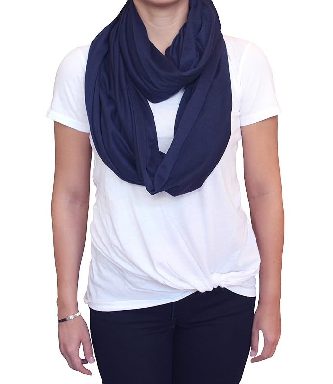 LK Baby 2pk Infinity Nursing Scarf Breastfeeding Cover Ultra Soft (Grey/Navy)