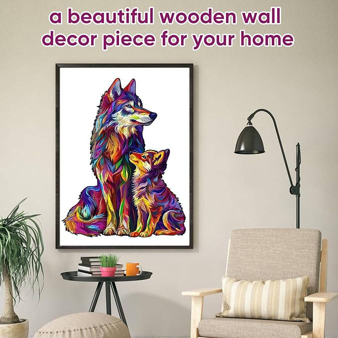 Wolf Puzzles for Adult 500 Piece, Family Wooden Puzzle for Adult, Challenging Puzzle, Luxurious Shaped Wooden Puzzles for Adults, Family Game 15 x 19.2in