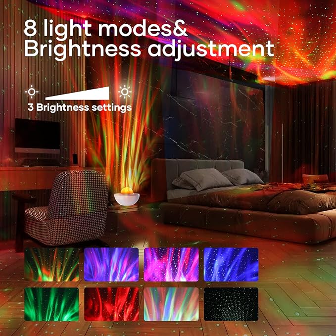 Galaxy Projector for Bedroom, Star Night Light with White Noise & Bluetooth Music, Aurora Remote Control & Timing, Party, Home (White)