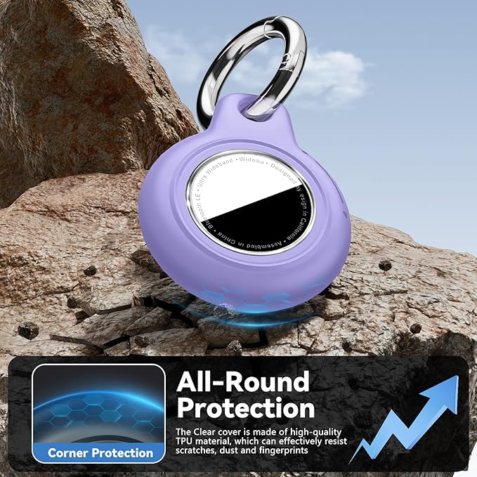 Upgrade Waterproof Airtags Holder with Apple Airtags Keychain, Hard PC Air Tag Case, Anti-Scratch & Shock Air tag Holder,Men's Women's Keyrings & Keychains, for Dog,Car Key,Luggage -Purple