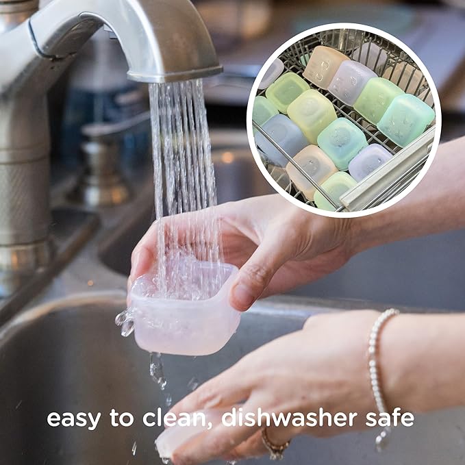 Olababy Clear Sense Silicone Storage Containers 4pk for Baby Food, Snacks, Formula, Puree, Sauce & More | Micro Plastic & BPA-Free | Daycare Essentials for Toddlers and Kids (Lilac, 2 oz / 60 ml)