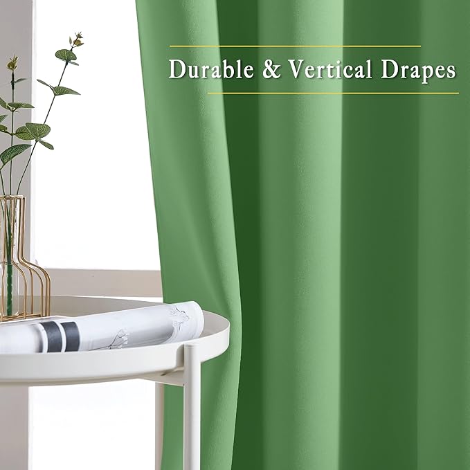 NICETOWN Bedroom Blackout Curtains and Drapes - Window Treatment Thermal Insulated Solid Grommet Blackout Draperies for Bedroom (Forest Green, Set of 2, 66 by 54 Inch)