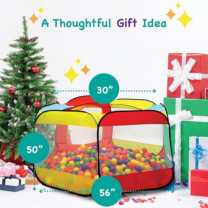 Kids Ball Pit Pop Up Large Tent for Toddlers - Indoor & Outdoor Gift Toys for Infants Girls & Boys, Baby Playpen with Zipper Storage Bag, BallPit Balls Not Included