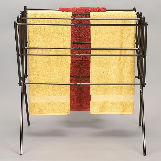 Household Essentials 5175 Collapsible Expandable Metal Clothes Drying Rack, Antique Bronze, STORAGE