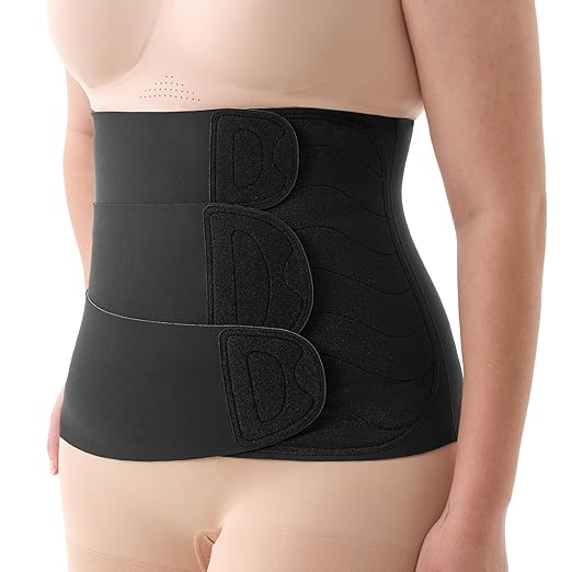 Momcozy Ergowrap Postpartum Belly Band for Natural and C-Section Recovery, Abdominal Binder with 3D Abdomen Lifting & Ergonomic Back Support, Seamless Belly Wrap Shapewear for Post Surgery Recovery