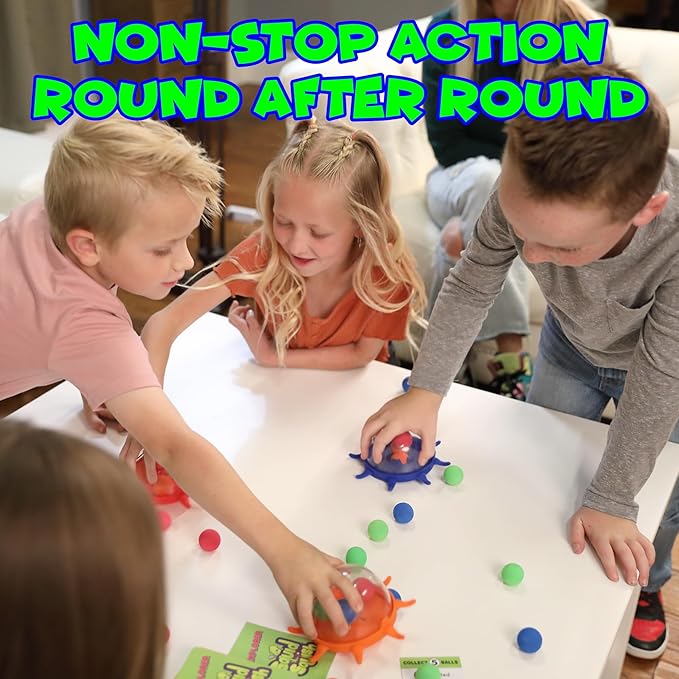 Funwares Colorful Squid Squish: Fast-Paced Floor Game for Kids, Interactive Learning, Hand-Eye Coordination, Counting and Color Game, Active Play, 2-4 Players, Ages 4-8 - (32 Spare Balls)