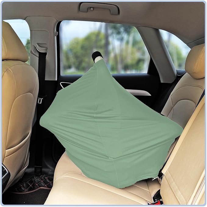 Car Seat Covers Baby - Multi-use Cover Carseat Canopy, Breathable Breastfeeding Cover, Car Seat Covers for Bbies, Boys & Girls Shower Gifts (Light Green)