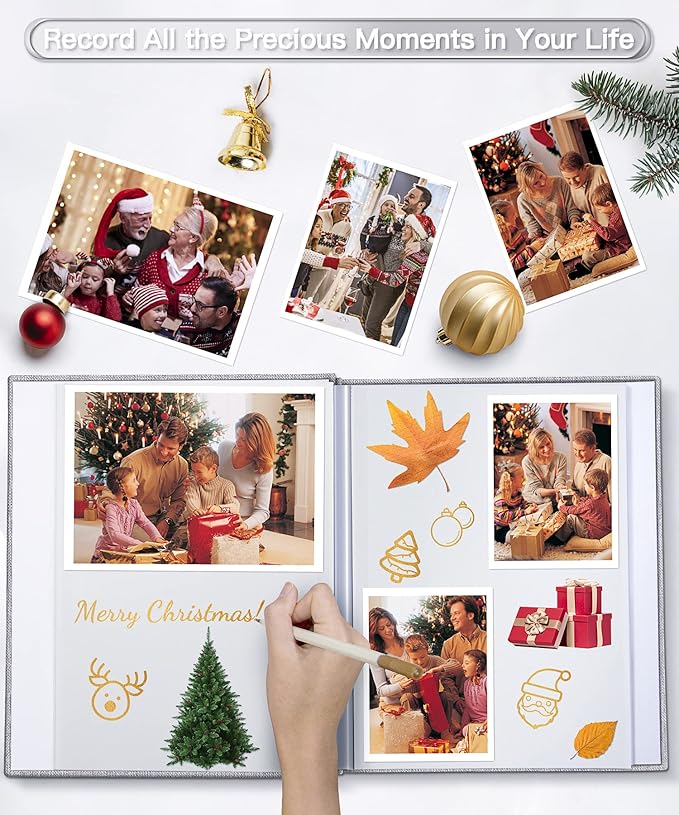 Popotop Photo Album Self Adhesive Scrapbook Album for 4x6 5x7 8x10 Pictures DIY Photo Book as Scrapbooking Supplies Kits, Birthday Gifts for Women Mom Wedding Baby Family Travel
