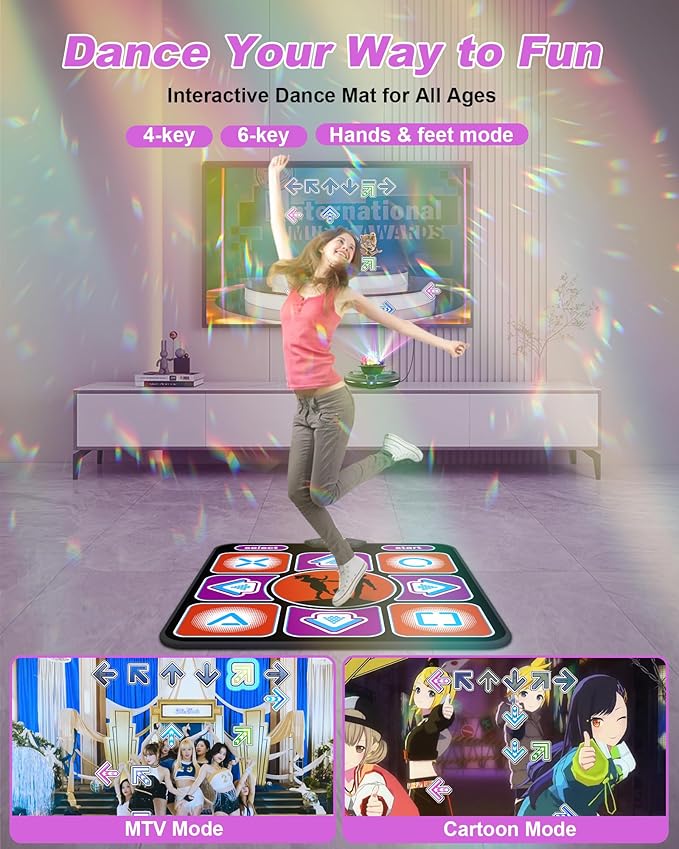 Eletrionic Dance Mat for TV with HD Camera, Non-Slip Dance Pad for Girls Boys, Dance Game Mat Xmas B-Day Gifts for Kids Adults (Black)