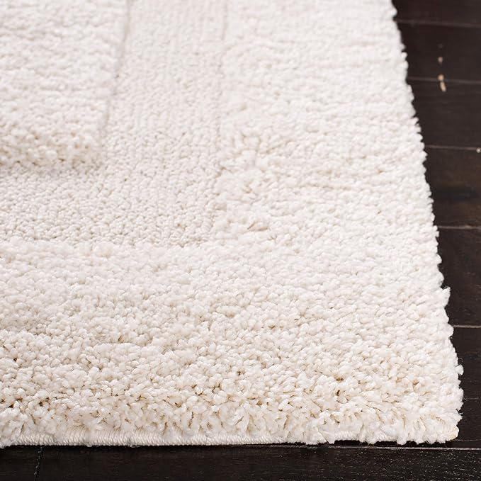 SAFAVIEH Florida Shag Collection Area Rug - 8'6" x 12', Creme & Creme, Border Design, Non-Shedding & Easy Care, 1.2-inch Thick Ideal for High Traffic Areas in Living Room, Bedroom (SG454-1111)