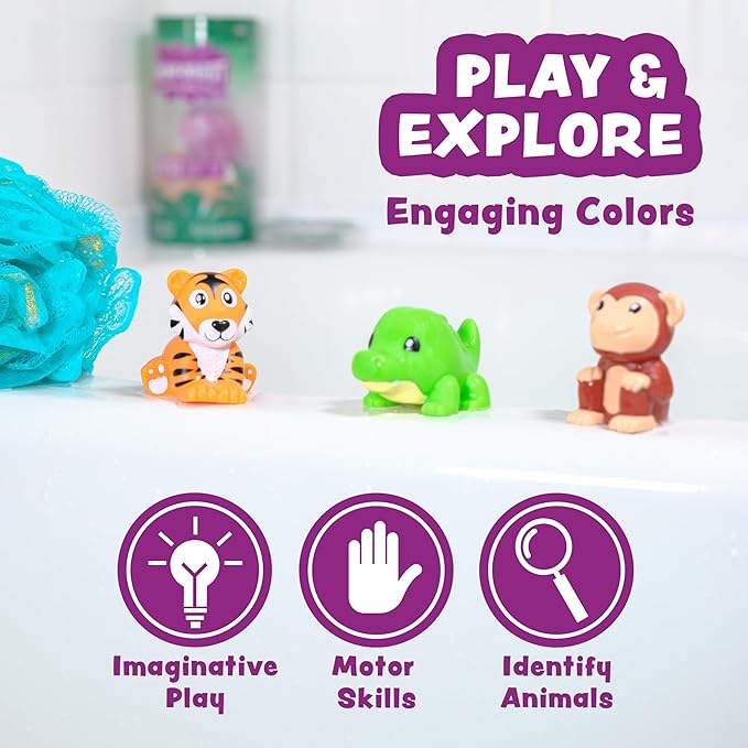 Tub Works® Rainforest™ Mold Free Bath Toys, 6 Pack | Sealed, No Hole Bath Toys Design Keeps Moisture Out | Soft, Squeezable & Float on Water | Easy-Grip Baby & Toddler Bath Toy | Great Baby Pool Toys