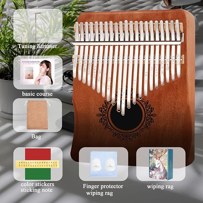 Kalimba 21 Keys Thumb Piano, Easy To Learn Portable Kalimba Thumb Piano With Beautiful Hard Packing Box, Gifts For Kids,Adult,Beginners,Professional
