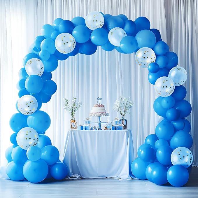 JOYIN 150 Pcs Light Blue Balloons, Different Sizes 18 12 10 5 Inch Light Blue Latex Balloon Arch Kit with Instruction for Birthday Party Graduation Wedding Holiday Decoration